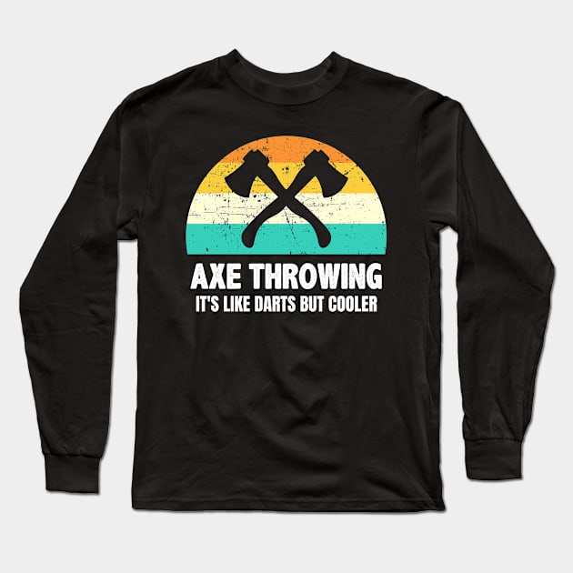 Retro Vintage Axe Throwing Long Sleeve T-Shirt by monkeyflip